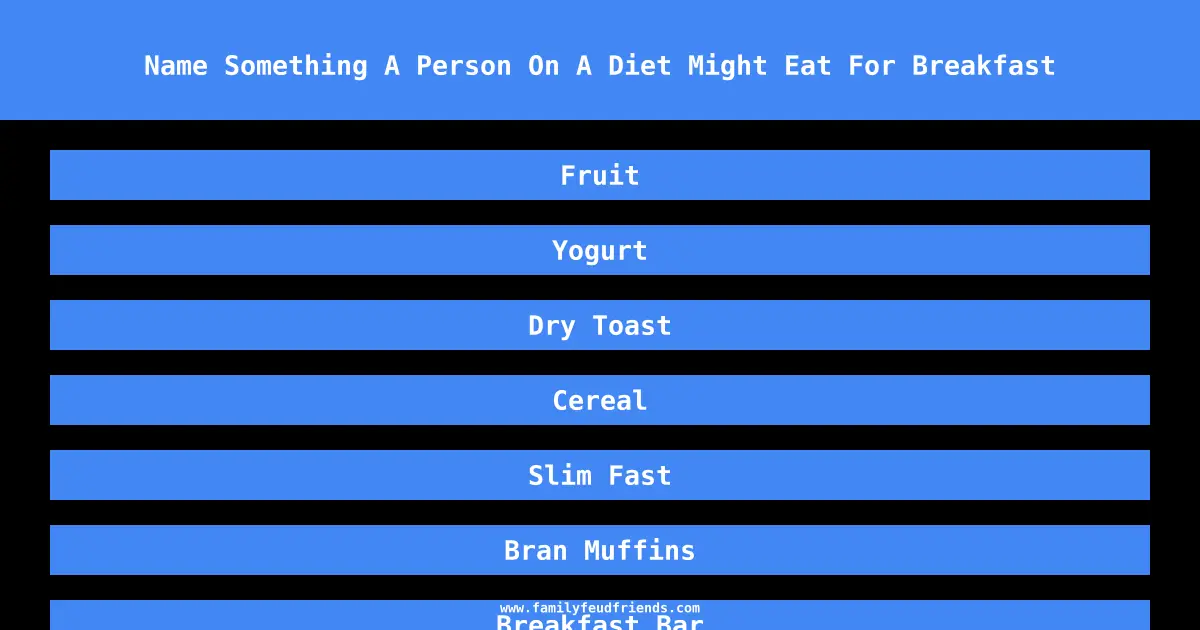 Name Something A Person On A Diet Might Eat For Breakfast answer