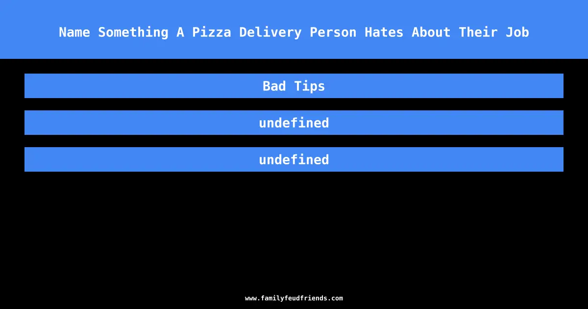 Name Something A Pizza Delivery Person Hates About Their Job answer
