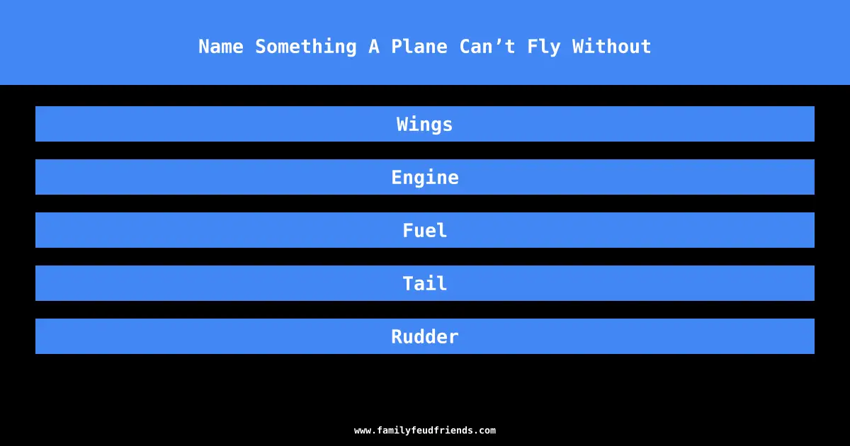 Name Something A Plane Can’t Fly Without answer