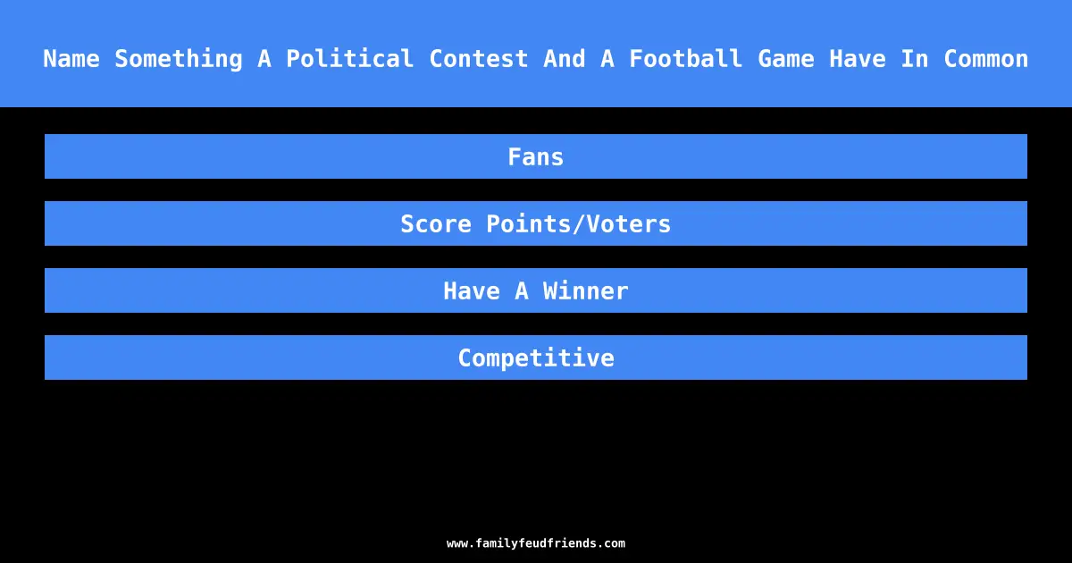 Name Something A Political Contest And A Football Game Have In Common answer