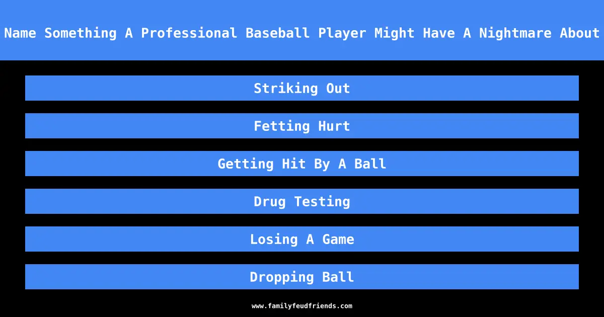 Name Something A Professional Baseball Player Might Have A Nightmare About answer