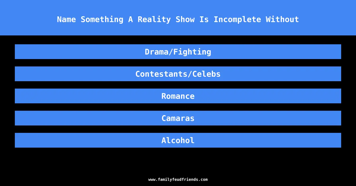 Name Something A Reality Show Is Incomplete Without answer