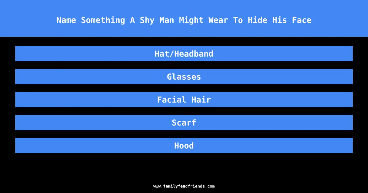 Name Something A Shy Man Might Wear To Hide His Face answer