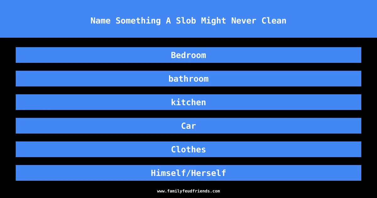 Name Something A Slob Might Never Clean answer