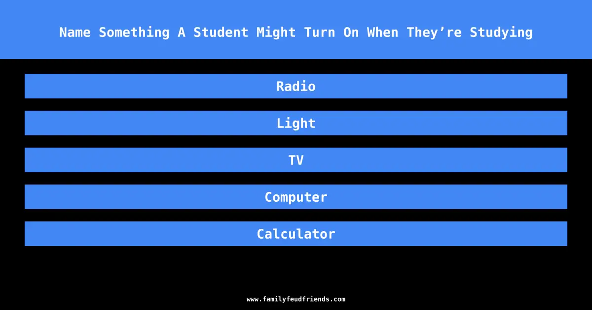 Name Something A Student Might Turn On When They’re Studying answer