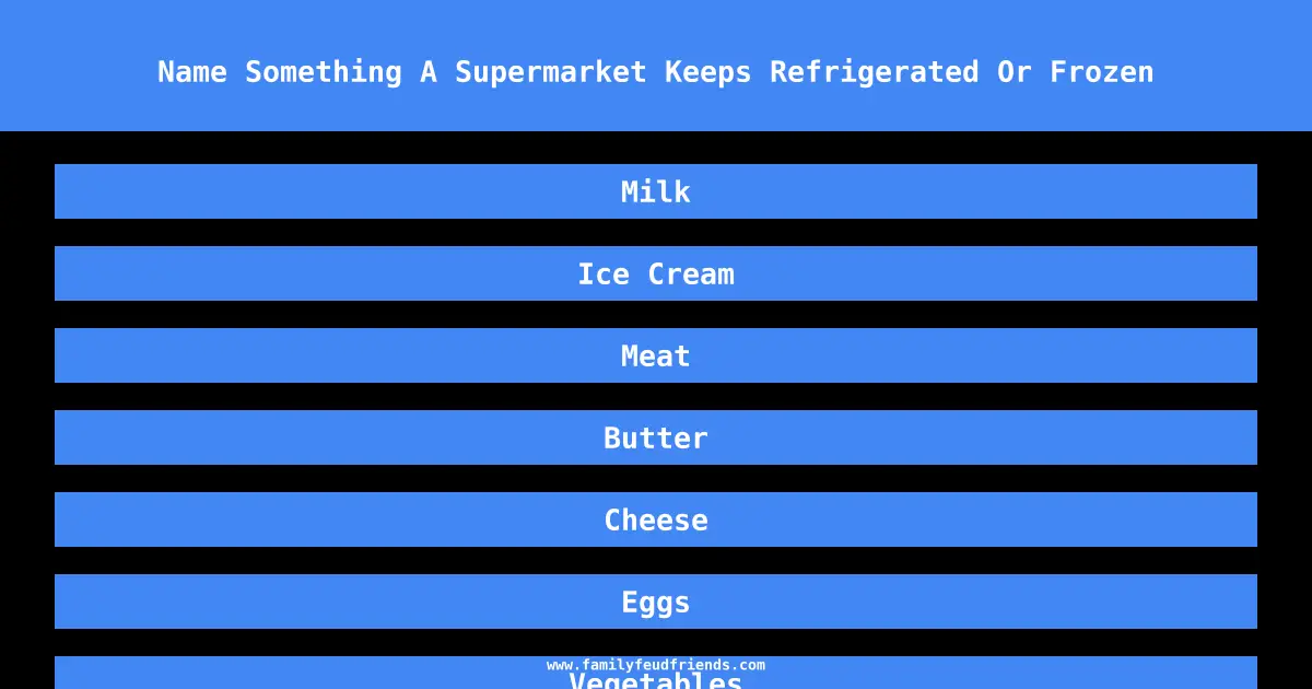 Name Something A Supermarket Keeps Refrigerated Or Frozen answer