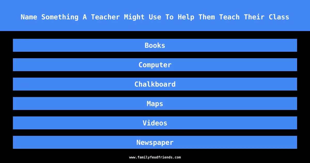 Name Something A Teacher Might Use To Help Them Teach Their Class answer