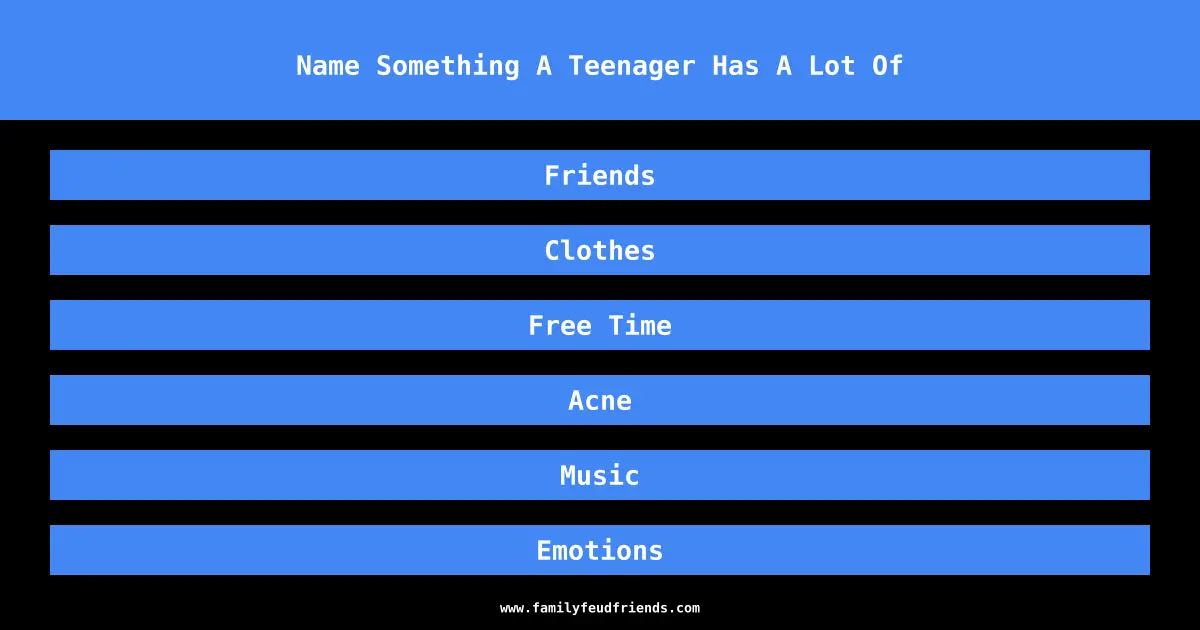 Name Something A Teenager Has A Lot Of answer
