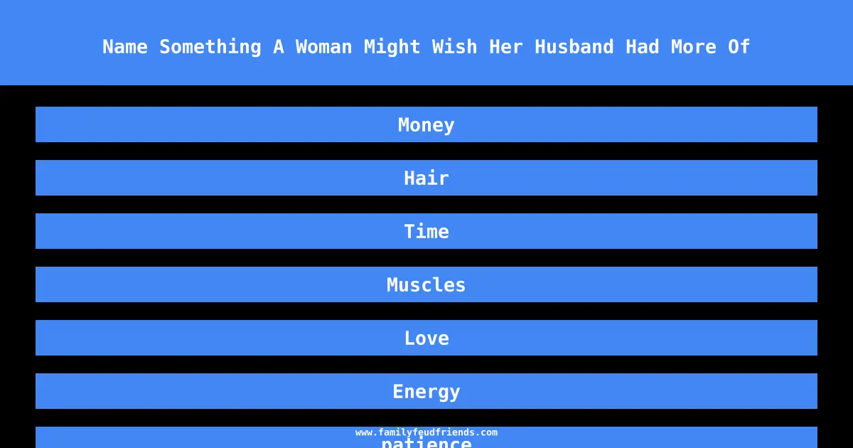 Name Something A Woman Might Wish Her Husband Had More Of answer