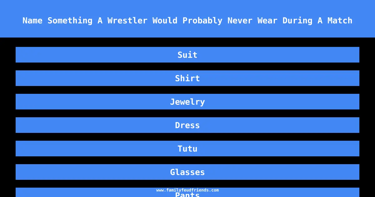 Name Something A Wrestler Would Probably Never Wear During A Match answer