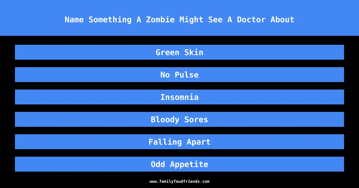 Name Something A Zombie Might See A Doctor About answer