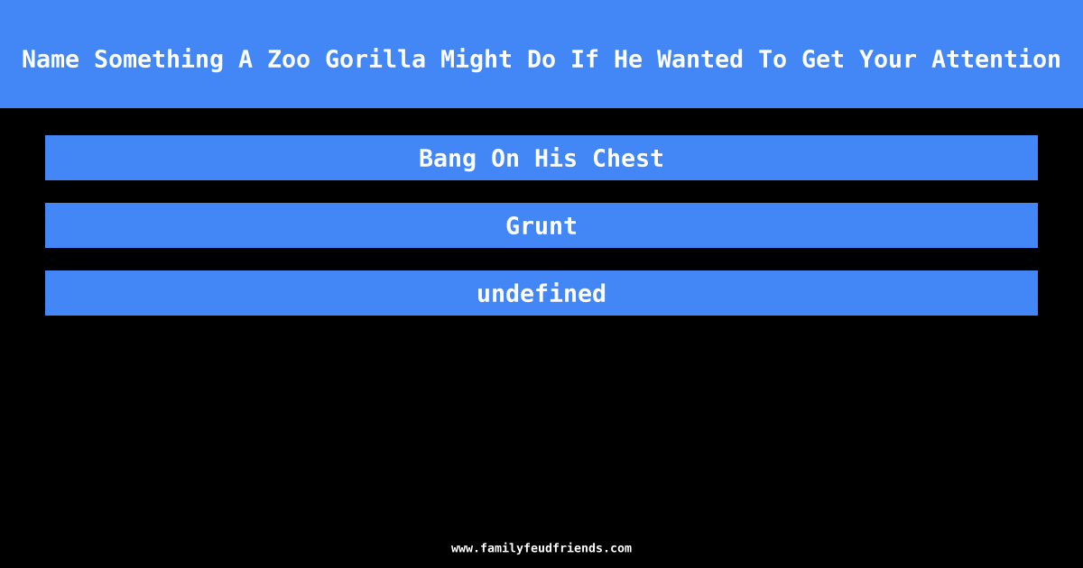 Name Something A Zoo Gorilla Might Do If He Wanted To Get Your Attention answer