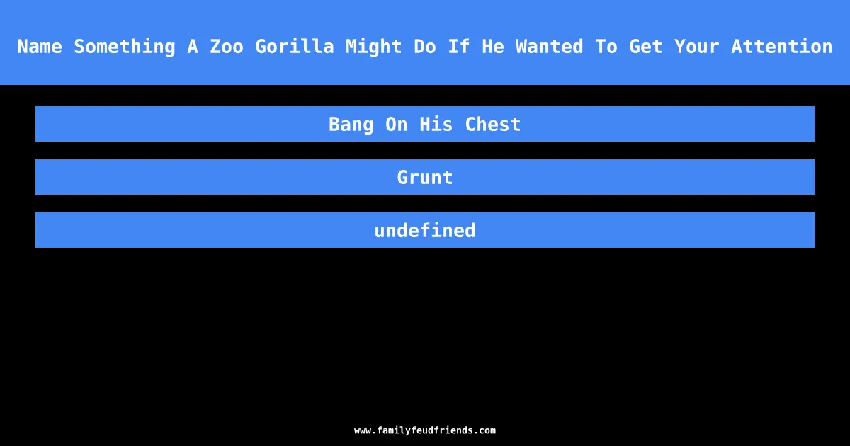 Name Something A Zoo Gorilla Might Do If He Wanted To Get Your Attention answer