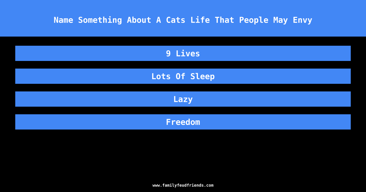 Name Something About A Cats Life That People May Envy answer