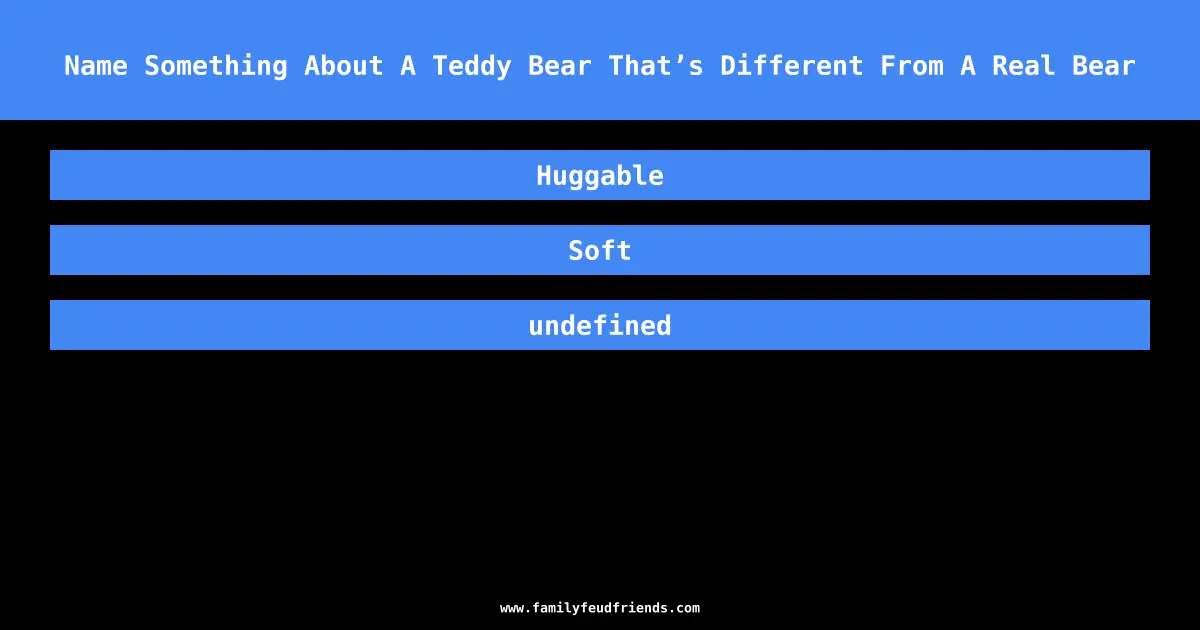 Name Something About A Teddy Bear That’s Different From A Real Bear answer