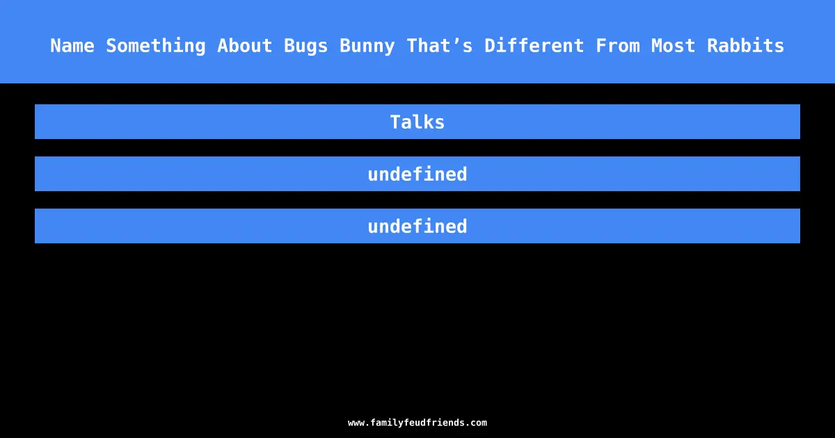Name Something About Bugs Bunny That’s Different From Most Rabbits answer