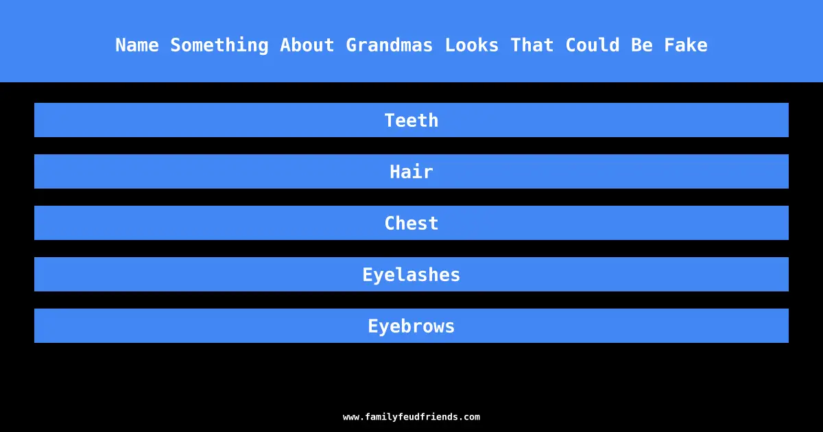 Name Something About Grandmas Looks That Could Be Fake answer