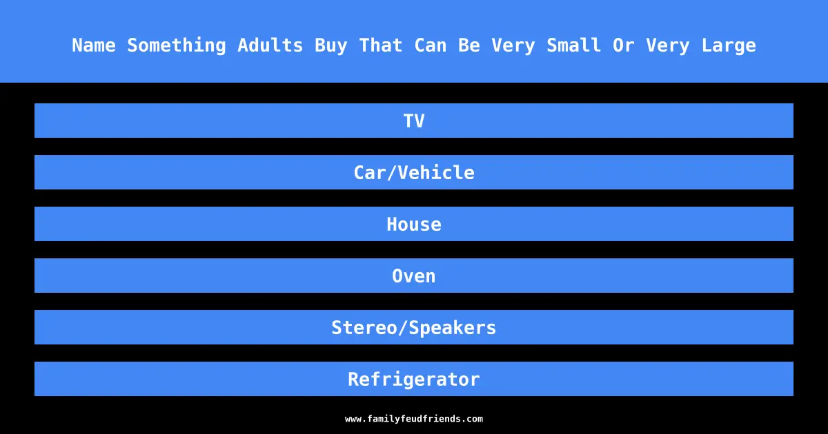 Name Something Adults Buy That Can Be Very Small Or Very Large answer