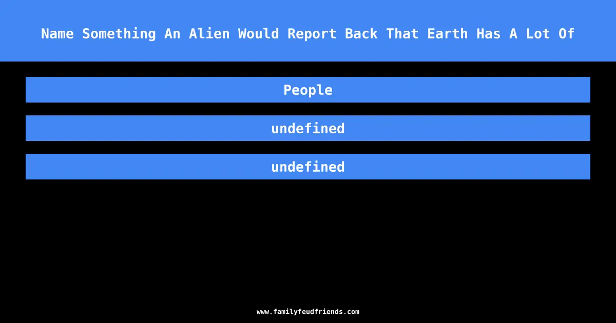 Name Something An Alien Would Report Back That Earth Has A Lot Of answer