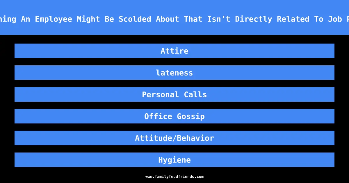 Name Something An Employee Might Be Scolded About That Isn’t Directly Related To Job Performance answer