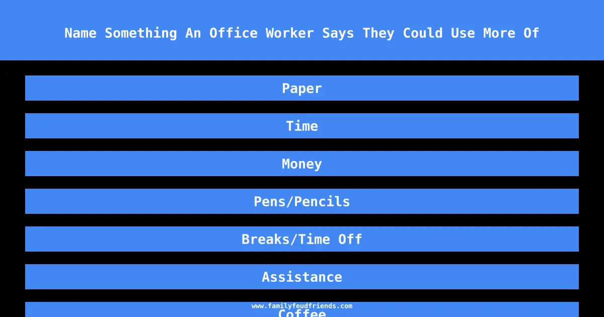 Name Something An Office Worker Says They Could Use More Of answer