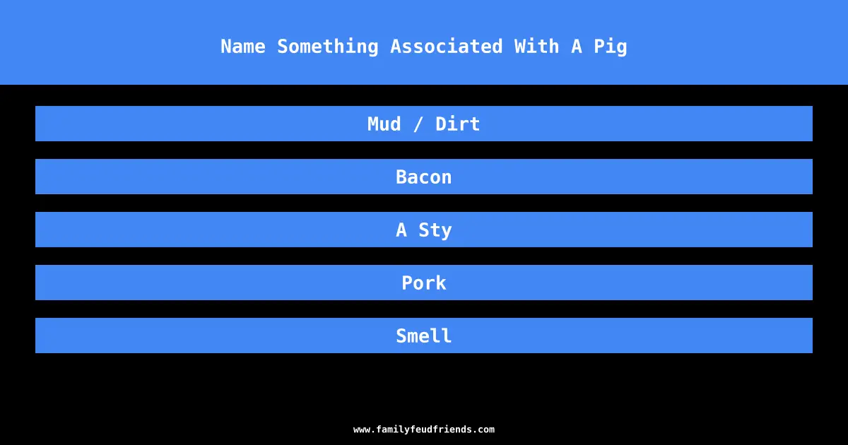 Name Something Associated With A Pig answer
