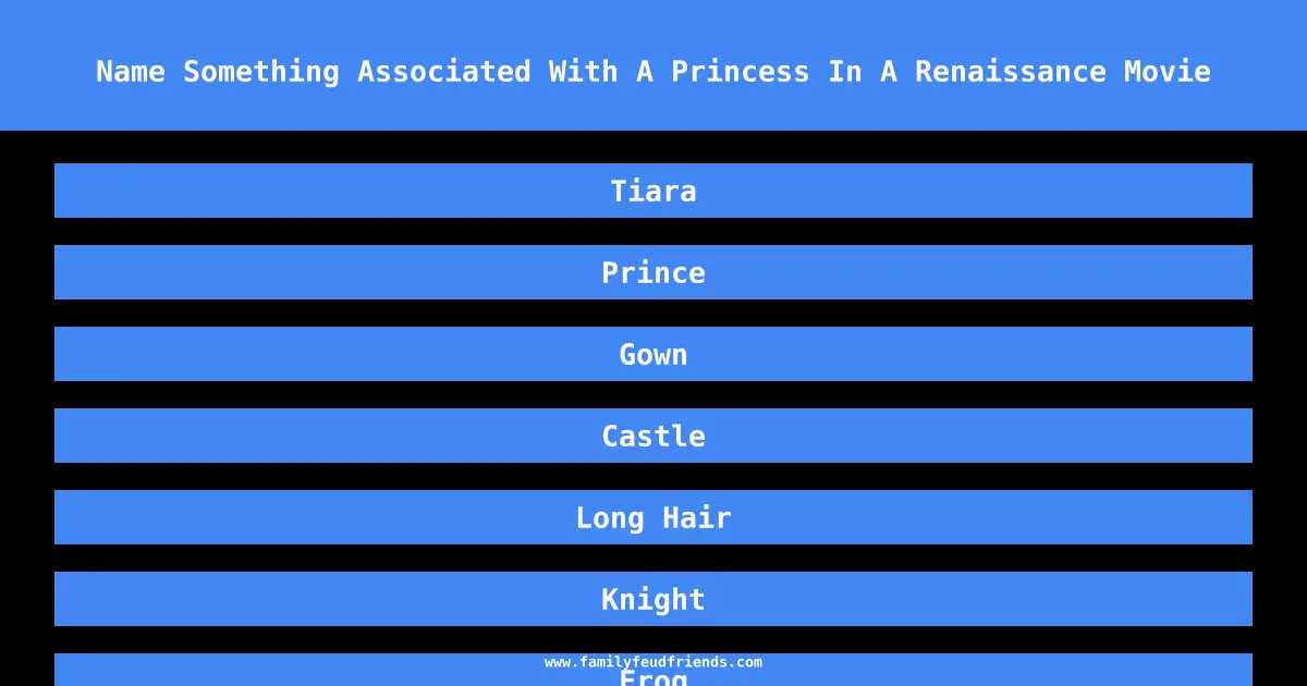 Name Something Associated With A Princess In A Renaissance Movie answer