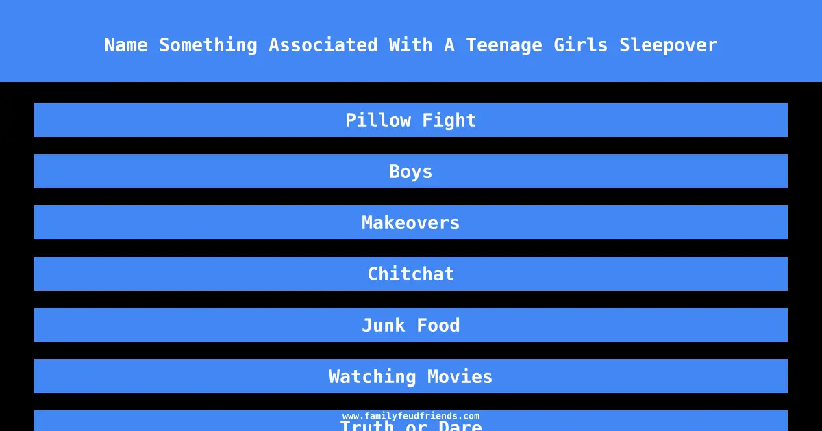 Name Something Associated With A Teenage Girls Sleepover answer