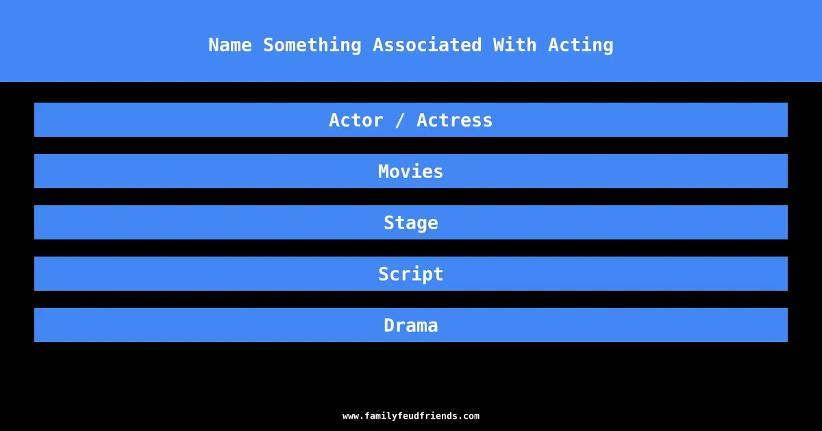 Name Something Associated With Acting answer