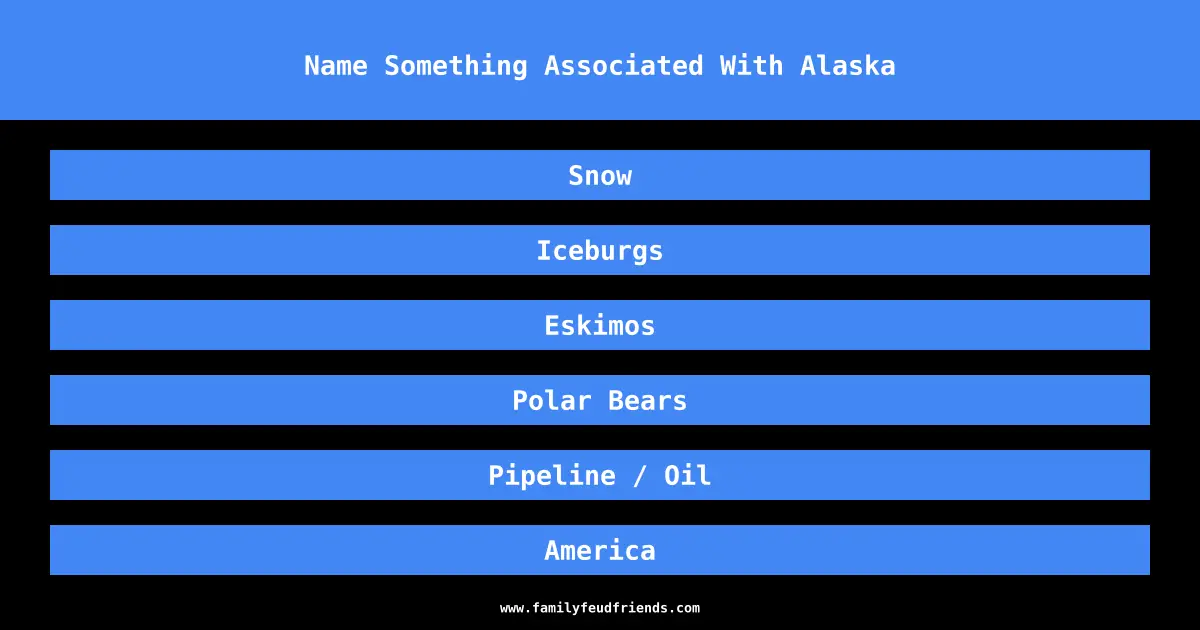 Name Something Associated With Alaska answer