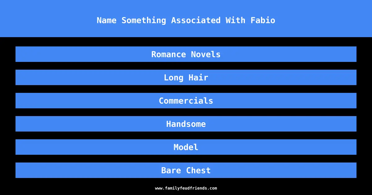 Name Something Associated With Fabio answer