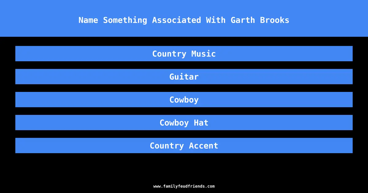 Name Something Associated With Garth Brooks answer