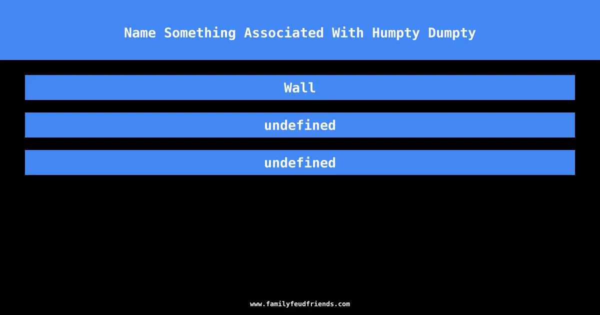 Name Something Associated With Humpty Dumpty answer