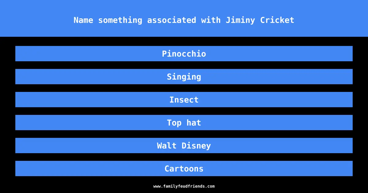 Name something associated with Jiminy Cricket answer