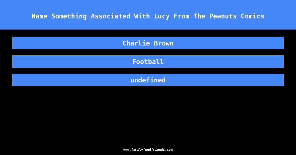 Name Something Associated With Lucy From The Peanuts Comics answer