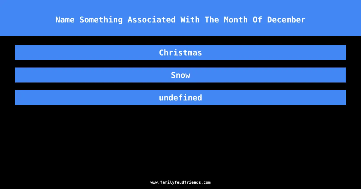 Name Something Associated With The Month Of December answer