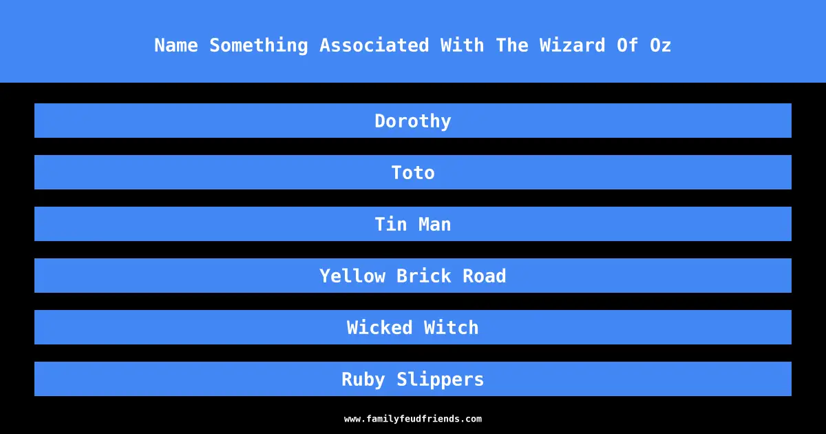 Name Something Associated With The Wizard Of Oz answer