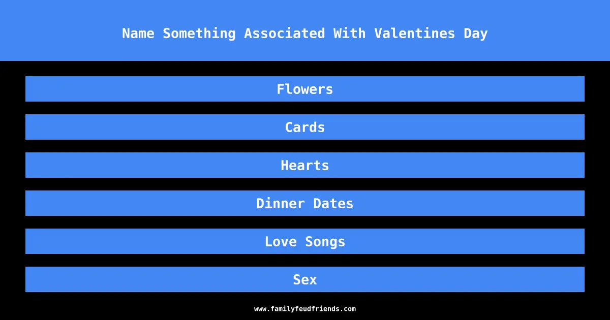 Name Something Associated With Valentines Day answer