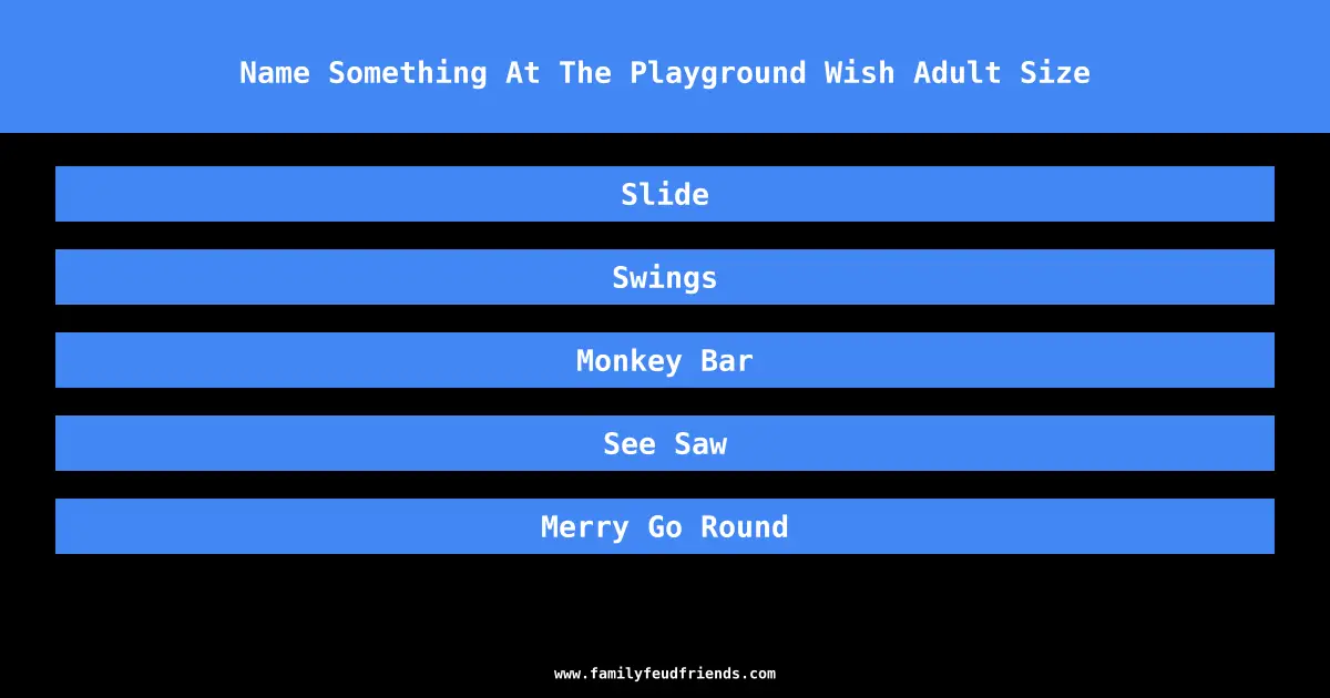Name Something At The Playground Wish Adult Size answer