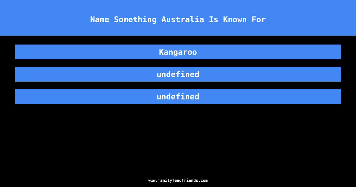 Name Something Australia Is Known For answer