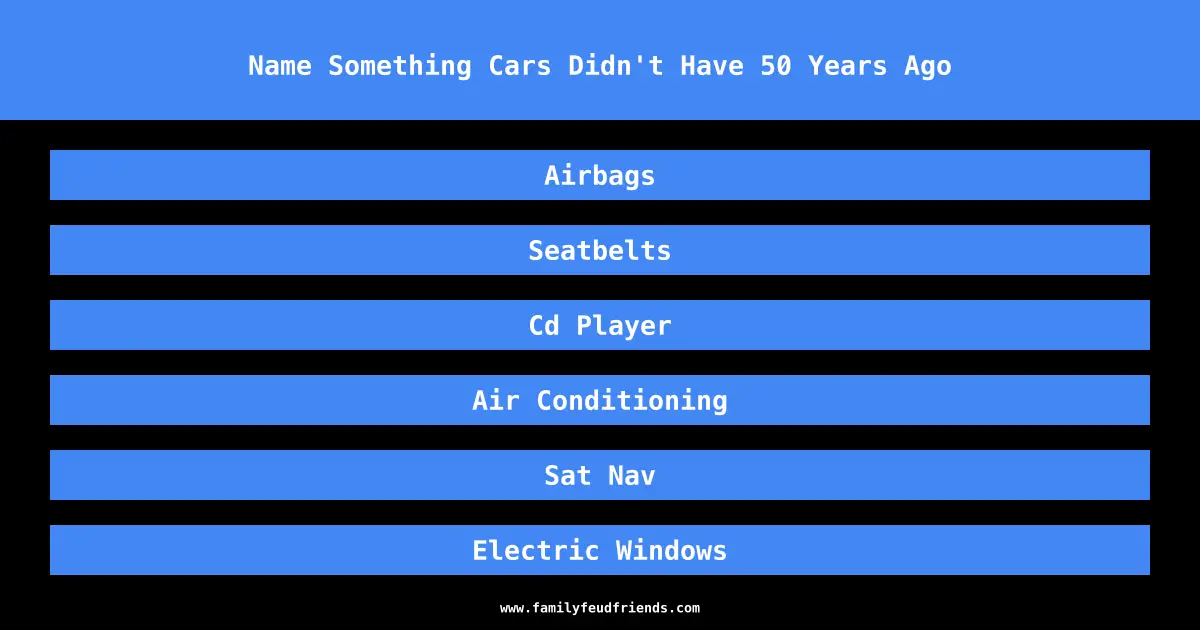 Name Something Cars Didn't Have 50 Years Ago answer