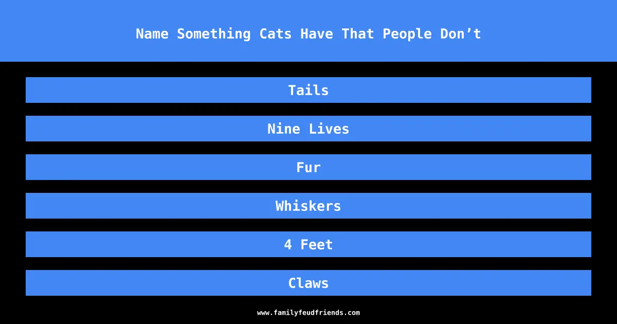 Name Something Cats Have That People Don’t answer