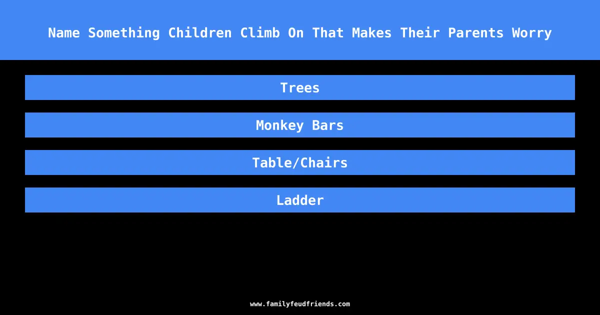 Name Something Children Climb On That Makes Their Parents Worry answer