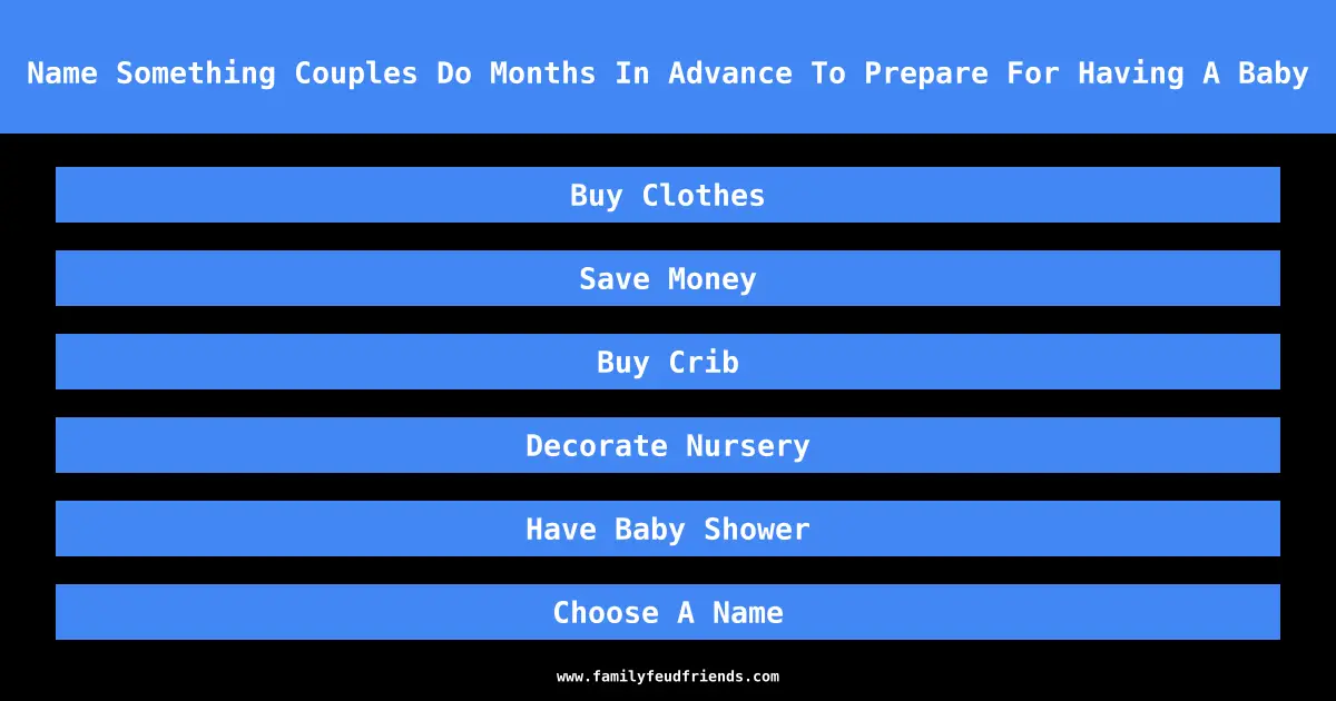 Name Something Couples Do Months In Advance To Prepare For Having A Baby answer