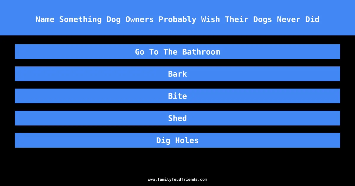 Name Something Dog Owners Probably Wish Their Dogs Never Did answer