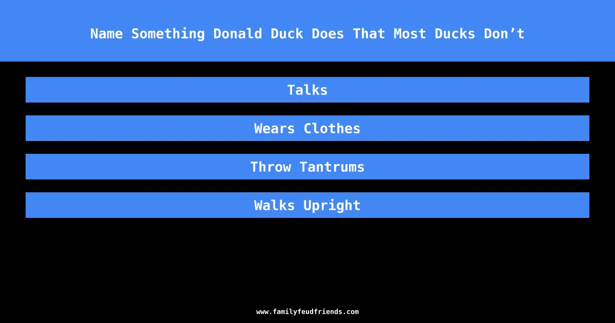 Name Something Donald Duck Does That Most Ducks Don’t answer