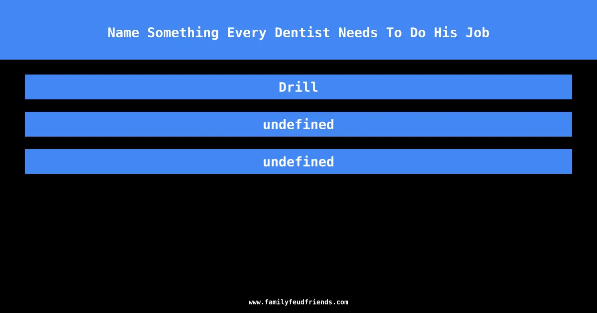 Name Something Every Dentist Needs To Do His Job answer