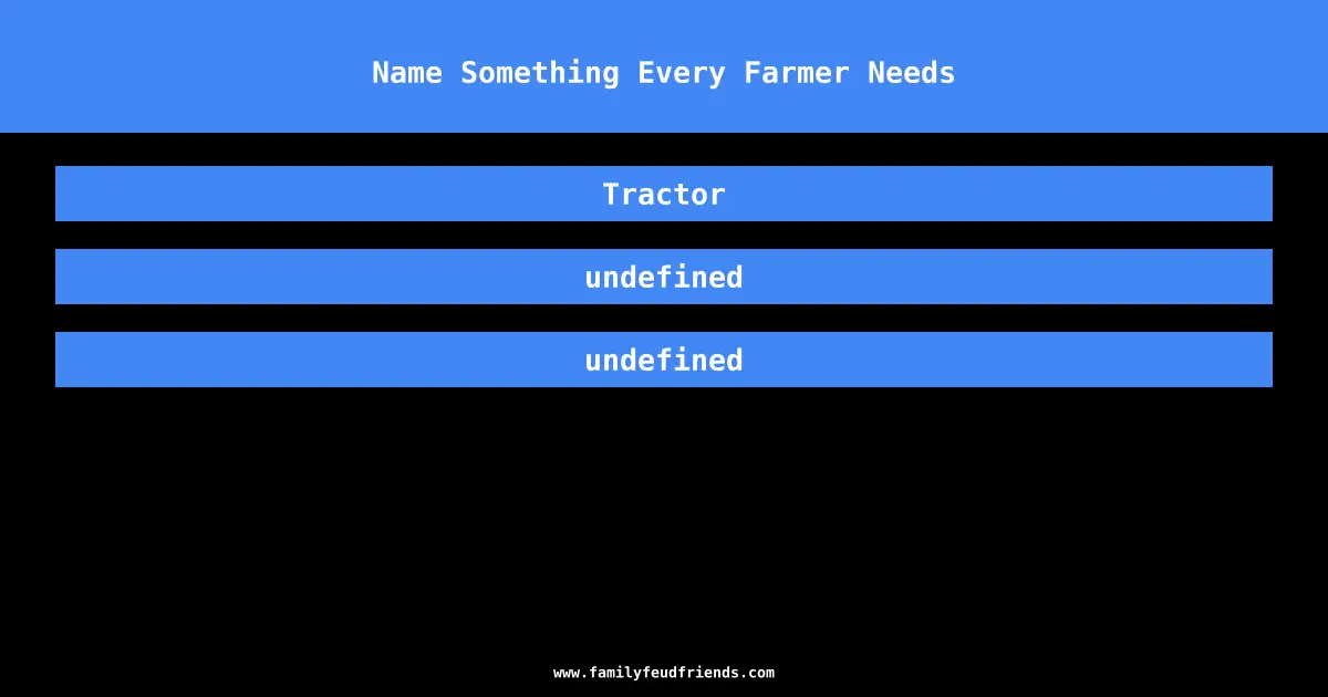 Name Something Every Farmer Needs answer