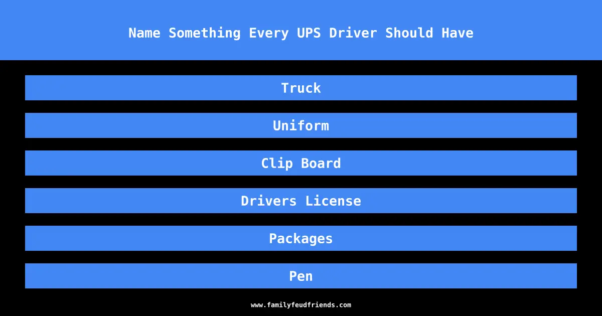 Name Something Every UPS Driver Should Have answer