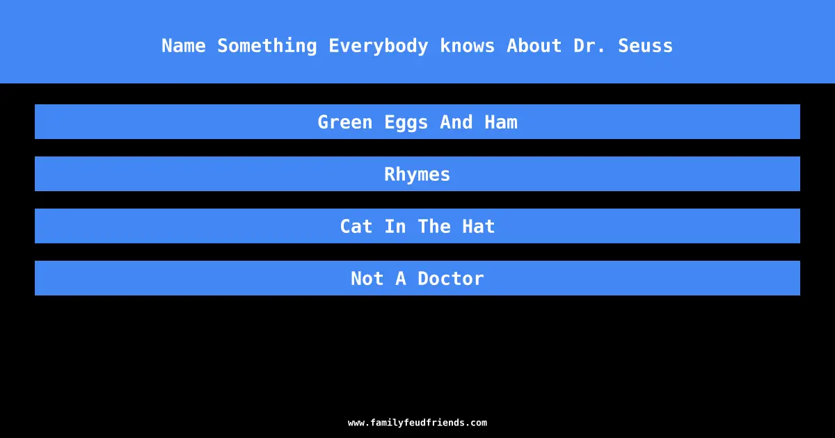 Name Something Everybody knows About Dr. Seuss answer